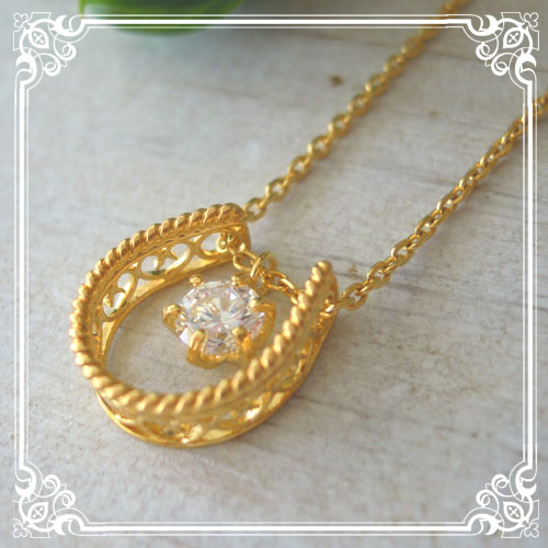 ネックレス,　Necklace, ホースシュー,　CZ,　ニッケルフリー,　金属アレルギー,　銀線細工, フィリグリー,　フィリグラーナ