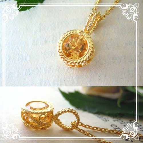 ネックレス,　Necklace, シトリン,　ニッケルフリー,　金属アレルギー,　銀線細工, フィリグリー,　フィリグラーナ