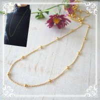 ステーションネックレス・ロングチェーン100cm｜国内ゴールド加工。これだけでワンポイントになるチェーン【金属アレルギーの方に配慮したニッケルフリー加工】