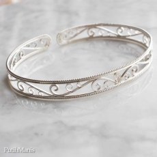 画像3: 【バングル】アンティーク風細めのアラベスクバングル（シルバー）silver925【透かしパーツ】【フィリグリー】【silver925】 (3)