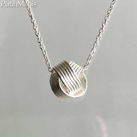 くるみボタンチャーム｜銀線のリボンで丸いボールにしたチャームのネックレス【silver925】銀線細工