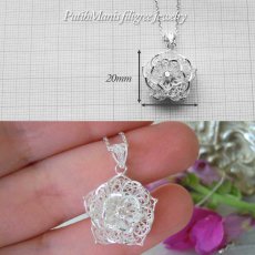 画像7: 蓮の花のネックレス(M1)｜CZ一粒石を入れた大きめロータス、蓮の花のチャーム【silver925】 (7)