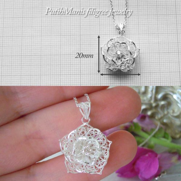 画像5: 蓮の花のネックレス(M1)｜CZ一粒石を入れた大きめロータス、蓮の花のチャーム【silver925】