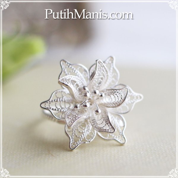 画像1: ジャスミンのお花のリング｜銀線細工の花びらが美しい。フリーサイズリング　silver925