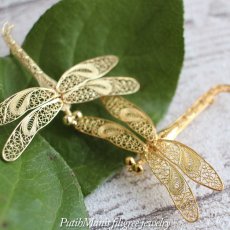 画像4: 羽の透かし細工も美しいトンボのブローチ/24K18Kゴールド【ニッケルフリー】【金属アレルギー】【フィリグリー銀線細工フィリグラーナ】 (4)
