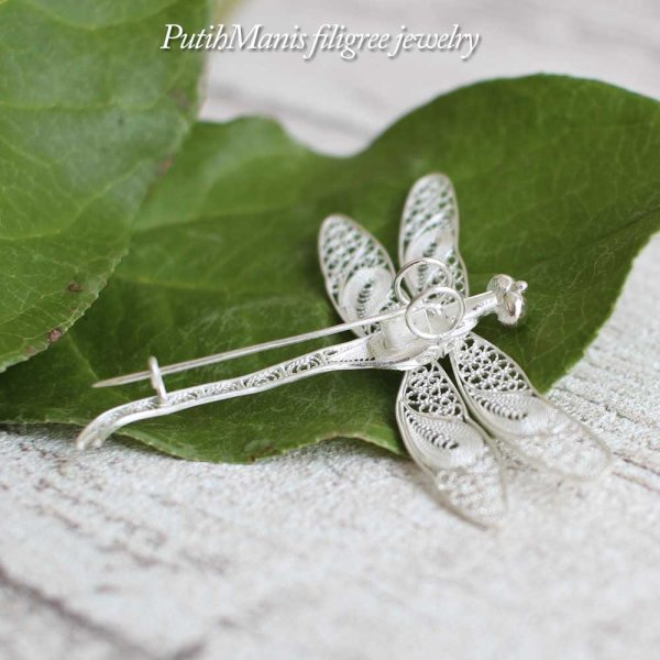 画像5: 羽の透かし細工も美しいトンボのブローチ/silver925【フィリグリー銀線細工フィリグラーナ】