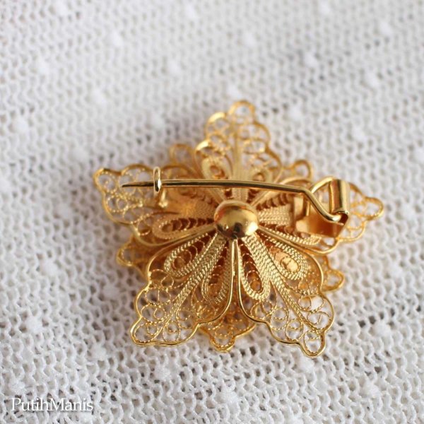 画像7: クレマチスのお花・銀線細工の透かしの花びらが美しいブローチ(24Kゴールド・ヴェルメイユ・18Kピンクゴールド)