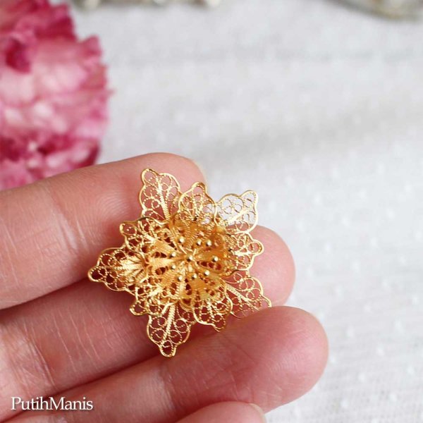 画像8: クレマチスのお花・銀線細工の透かしの花びらが美しいブローチ(24Kゴールド・ヴェルメイユ・18Kピンクゴールド)