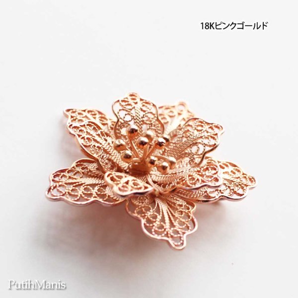 画像11: クレマチスのお花・銀線細工の透かしの花びらが美しいブローチ(24Kゴールド・ヴェルメイユ・18Kピンクゴールド)