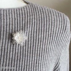 画像6: クレマチスのお花・銀線細工の透かしの花びらが美しいブローチ【フィリグリー・銀線細工パーツ】(シルバー/silver925) (6)