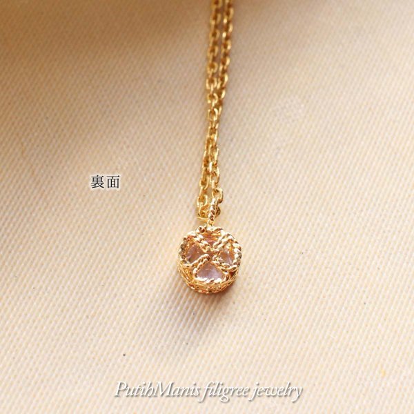 画像6: アメジストのネックレス|2月誕生石・天然アメジストを銀線細工の透かしで包み込んで光あふれる一粒石ゴールドネックレス【金属アレルギーの方に配慮したニッケルフリー加工】
