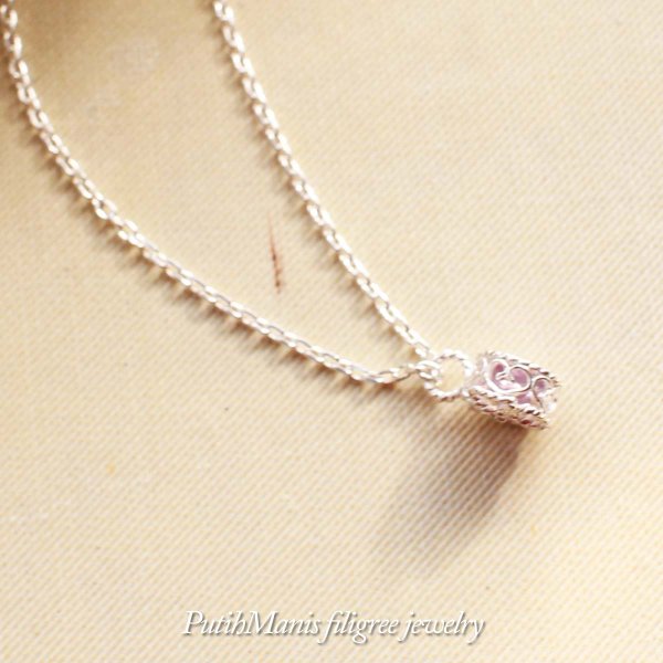 画像6: アメジストのシルバーネックレス|2月誕生石の天然アメジストの淡い紫色の石を銀線細工で包んだネックレス【silver925】