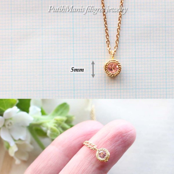 画像9: ピンクトルマリンのネックレス|10月誕生石・天然ピンクトルマリンを銀線細工の透かしで包み込んで光あふれる一粒石ゴールドネックレス【金属アレルギーの方に配慮したニッケルフリー加工】