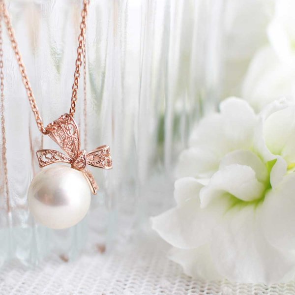 画像4: リボンの一粒パールネックレス|銀線細工の透かしのリボンのバチカン・K24GPK18GP【金属アレルギーの方に配慮したニッケルフリー加工】