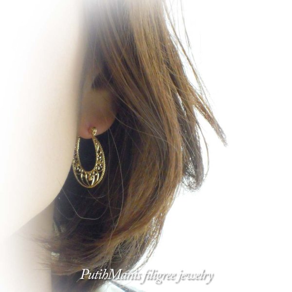 画像8: 【フープピアス】フレンチアンティーク風透かし模様が美しいフープピアス(ゴールド)K24K/K18K/ピンクゴールド【ニッケルフリー】【金属アレルギー】