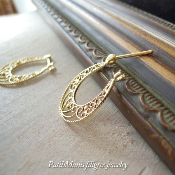 画像4: 【フープピアス】フレンチアンティーク風透かし模様が美しいフープピアス(ゴールド)K24K/K18K/ピンクゴールド【ニッケルフリー】【金属アレルギー】