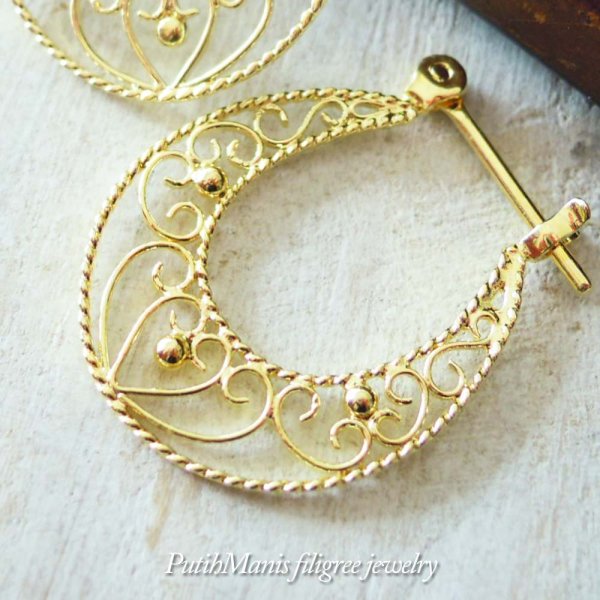 画像6: 【フープピアス】フレンチアンティーク風透かし模様が美しいフープピアス(ゴールド)K24K/K18K/ピンクゴールド【ニッケルフリー】【金属アレルギー】