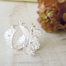 画像2: スカラップレースのフープピアス【フィリグリー・銀線細工】silver925シルバー (2)