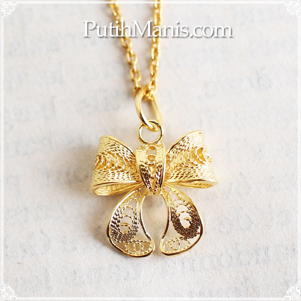 ネックレス, Necklace, ニッケルフリー, 金属アレルギー, リボン, 銀線細工, フィリグリー, フィリグラーナ